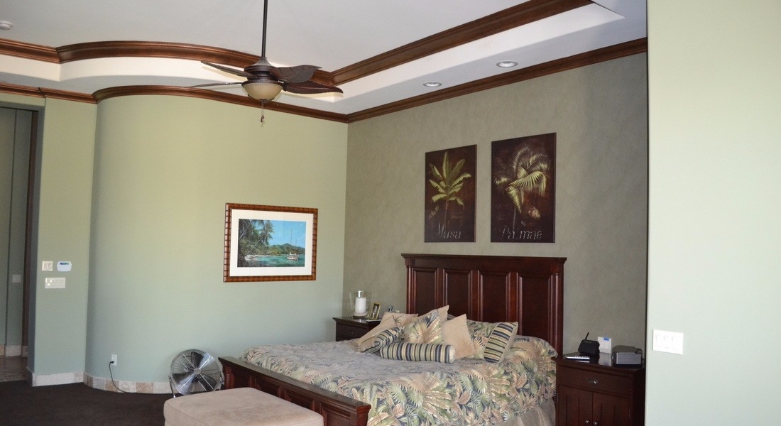 custom painted bedroom and crown molding